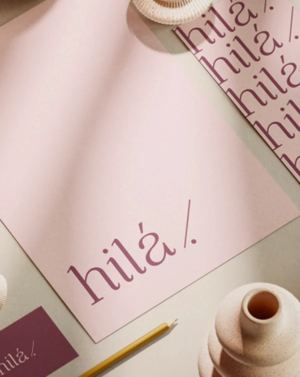 Papelería corporativa Hilà bordados branding por Creative Lab